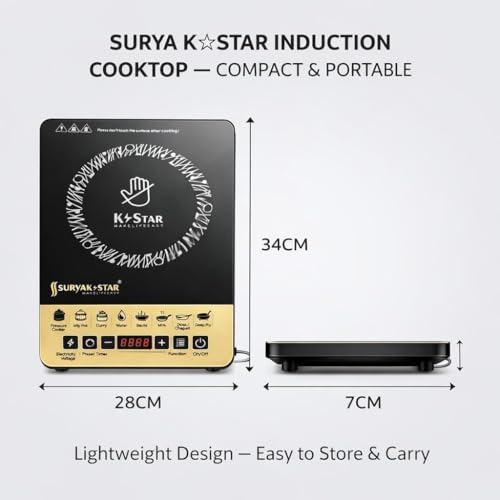 Image of ANSHIKA WORLD 2000W Induction Cooktop for Home | Crystal Glass Top | 8 Indian Cooking Modes | Auto Shut-Off & Overheat Protection | LED Display | Push Button Control | Energy Saving Electric Stove