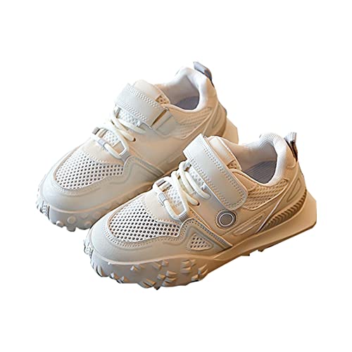 Big Girls Summer New Mesh Sport Shoes Rubber Sole Walking Breathable Shoes Little Girls Leisure (Beige, 1.5 Big Kids)