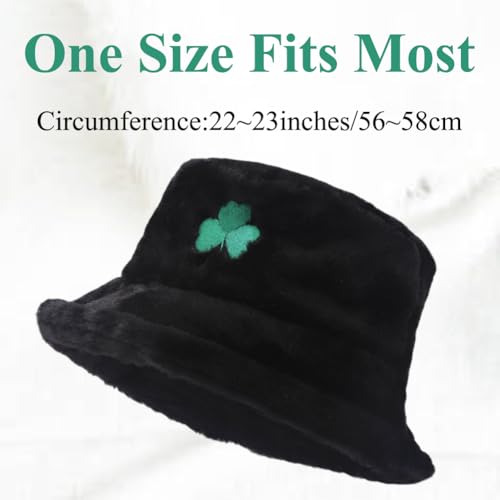 Image of Bucket Hat Women Furry Fuzzy Bucket Hats for Ladies, Winter Warm Fluffy Plush Faux Fur Hat for Women