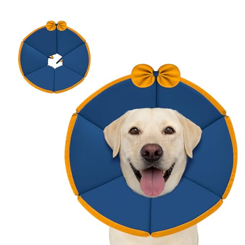 Image of MAXFUT Soft Dog Cone Collar,Foam Cone for Dogs to Stop Licking After Surgery,Non Inflatable Dog Donut Cone (Light Blue, XL)