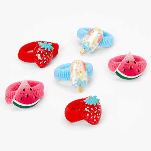 Claire's 6er-Pack Elastische Haargummis Sommerfrüchte - Erdbeeren, Melone, Eis am Stiel Cover