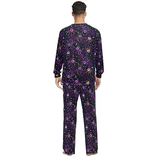 Unisex Pajama Set Colorful Spiders Family Matching Long Sleeve 2 Piece Sleep Lounge Set for Men & Women4