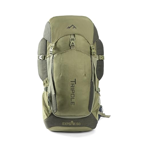 Image of TRIPOLE Expeak 60L Rucksack Bag for Men & Women | Front Opening, Laptop Compartment & Raincover | Trekking, Hiking & Backpacking