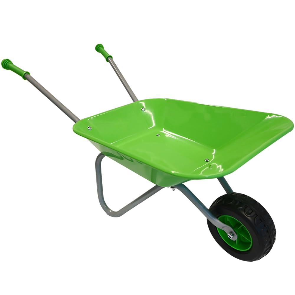 Aggloz | Metal Wheel Barrow For Children | Lightweight 1.95KG |Indoor & Outdoor Educational Play | Gardening, Farming & Construction Game | For 3 Years+