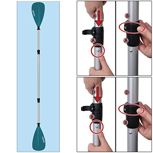 Foto von ALPIDEX 2 in 1 Paddel SUP Kajak Verstellbar Leicht Doppelpaddel Teleskoppaddel 160-207cm Aluminium Stechpaddel Stand Up Paddle Board Kajakfahren, Farbe:Petrol