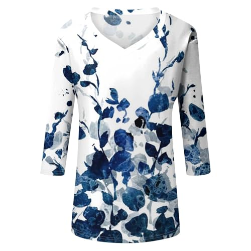 HTHLVMD Womens 3/4 Length Sleeve Tunic Tops Summer Fall Outfits 2025 Three Quarter Sleeve Casual V Neck T Shirts for Women
