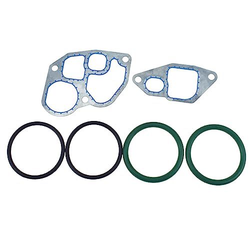Engine Oil Cooler Gasket & Oring Kit F4TZ-6A636-A 1C3Z6A642AA 904-225 For 1994.5-2003 for Ford F250 F350 F450 F550 E250 E350 E450 V8 7.3L Powerstroke