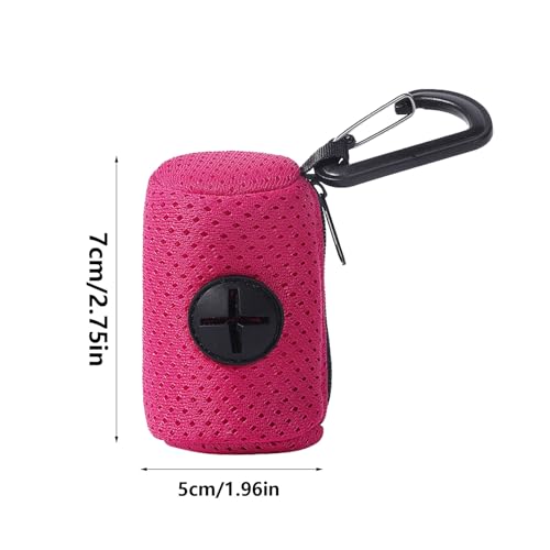 Besreey Hundetaschenhalter - Hundekotbeutelhalter aus Netzstoff mit Leinenbefestigung und Reißverschluss - Hundebeutelspender mit großer Kapazität, tragbarer Kotbeutelhalter für Hunde, Spaziergänge