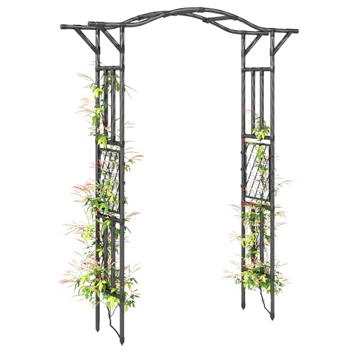 Outsunny Garden Arch, 7.5ft PE-Coated Steel Garden Arch Trellis for Climbing Plants, Arbour Archway