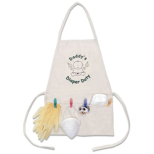 Genius Baby Toys | The ORIGINAL Daddy's Diaper Duty Apron - Silly New Dad Gag Gift for Baby Shower Fun, Comes with Bottle Nipples, Gloves, Mask, Clothespins; Funny Prank Gift for Laughs and Jokes - Thumbnail 3