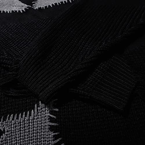 XMAIYIF (Wool) Sweater Mens Vintage Oversize Knitted Sweater Long Sleeve Round Neck Knitted Pullover Jumper Sweater(Dark Blue,L)3