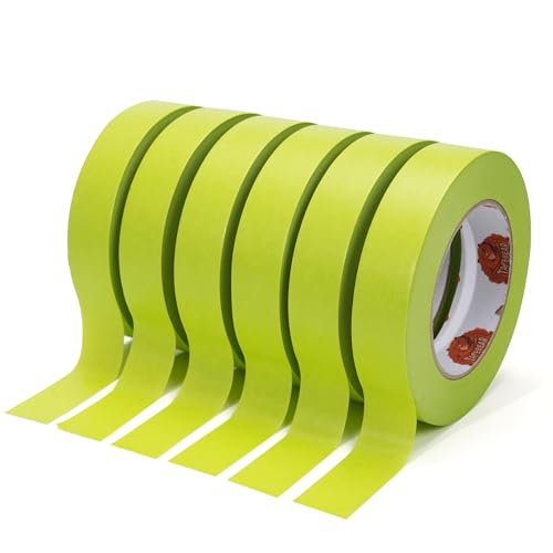 Image of TAPEBEAR Advanced Painters Tape, 21-Days Clean Removal Green Washi Masking Tape 1 inch x 60Yards, Medium Adhesion, Indoor Outdoor Multi-Surface Painting with Sharp Lines for Car /Wall Painting, 6Roll