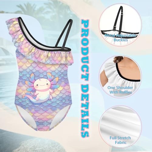 Image of Girls One Piece Swimsuit Ruffled Halter Bathing Suit with Adjustable Strap Beach Sport Swimwear for 3-14 Years