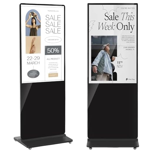 YCKJNB 49 Pollici Digital Signage Monitor Pubblicitario Per Negozi, Monitor Display LCD Da Pavimento, Display Per Segnaletica Digitale Interattiva, Totem Pubblicitario Automatico, Nero