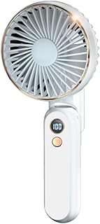 AeroGrade UK Hand held fan Portable fan USB rechargeable with power bank, desk fan hand fan travel fan, 5 speeds&Digital display Cooling 180° Adjustable folding fan, mini portable fan (White)