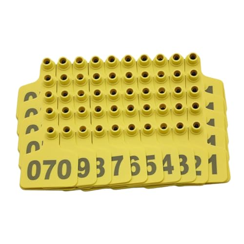 Étiquettes d'oreilles bovins boucles animales identification numérotées PP jaune 100pcs