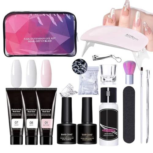 Nail Kit - Gel Builder Para Uñas | Kit De Extensión De Uñas | Poly Nail Extension Gel | Juego De Acrílicas De De Poli | Regalo De De De Espesor De Fortalecimiento