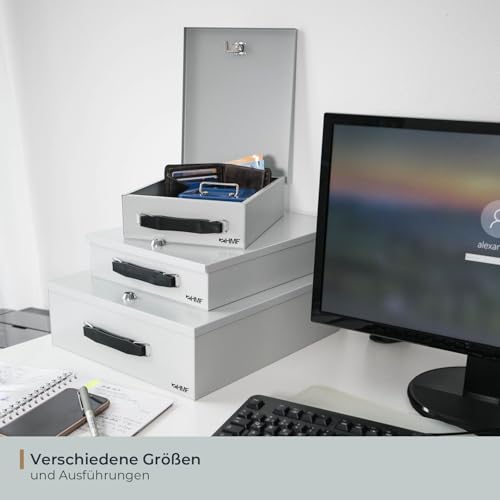HMF 1413-07 Abschließbare Dokumentenkassette mit Zahlenschloss | DIN A4 | Lichtgrau