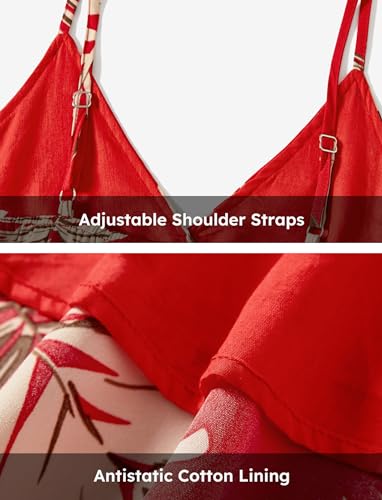 Image of PATPAT Family Matching Outfits Mommy and Me Dresses Hawaiian Tropical Vacation Beach Spaghetti Strap Dress and Shirt