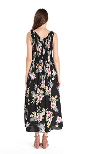 Image of Family Matching Hawaiian Clothes, Hibiscus Black | Black Hibiscus Print • Soft Rayon Fabric • Family Matching Outfits • Vacation Ready • Luau Party Wear