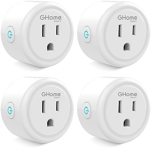GHome Smart Plug Mini, WiFi Smart Outlet Plug Compatible with Alexa and Google Home, Timer Outlet with APP Control, 2.4GHz Network Only, No Hub Required, ETL FCC Listed (4 Pack), White