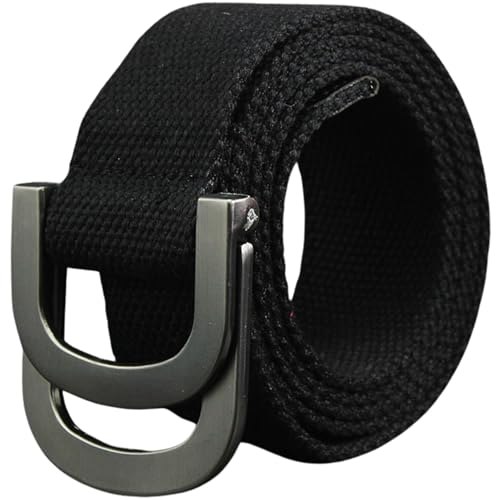 Double D-Ring Durable Nylon Canvas Metal Buckle Web Belt, Colorful Adjustable Hiking Webbing Loop Belts for Men Women