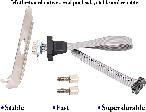 Image of 1Port DB9 RS232Serial Port Bracket to 10 pin HeaderRibbon Cable Connector Adapter, DB9 Serial Male to 10P Motherboard Header Panel Mount Cable Serial Port Bracket (12in 4Pcs) (1 Port)