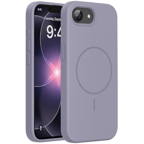 Image of Miracase Magnetic for iPhone 17e Case & iPhone 16e Case, [Soft Anti-Scratch Microfiber Lining], Compatible with MagSafe, Silicone Shockproof Protection Phone Case for iPhone 17e /16e, Lavender Gray