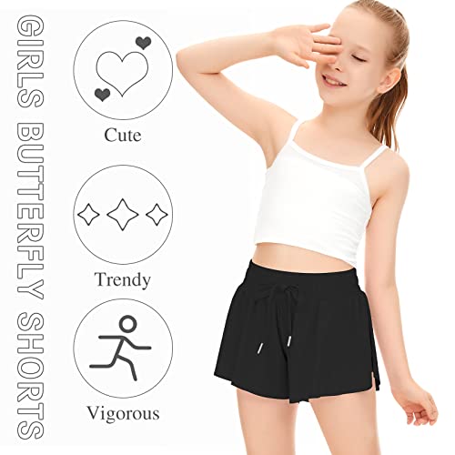 Youth Girls 2-in-1 Butterfly Athletic Shorts with Pocket