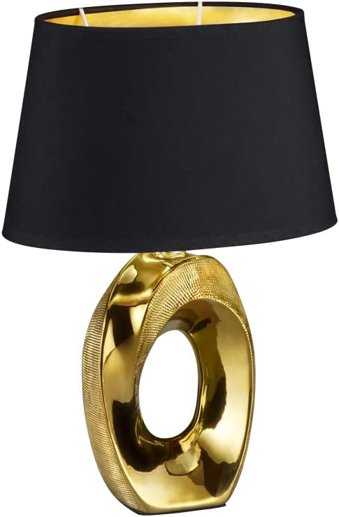 RL LIVE YOUR LIGHT Taba Table Lamp with black shade and gold ceramic base.