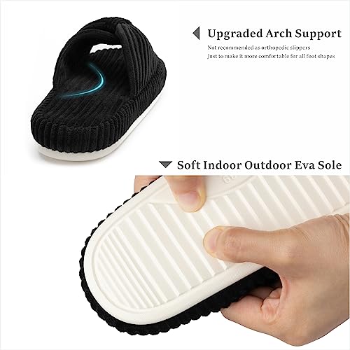 Image of Chantomoo Slippers for Women Memory Foam House Bedroom Corduroy Bow Crossbands Slipper Shoes Comfy Trendy Gift Slippers