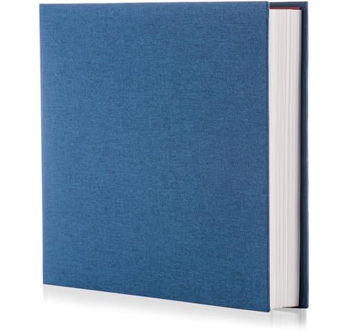 HoneyTolly Blue Photo Album Self Adhesive Scrapbook Album for 4Ã—6 Photos/Pictures DIY Linen Cover Album 15 Sheets/30 Blank Pages for Family Wedding, Birthday, Christmas, Anniversary