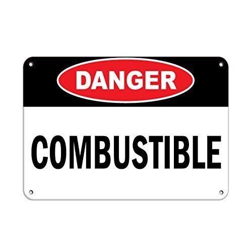 Warning Sign Danger Combustible Hazard Flammable Business 12X8 Inches Aluminum Metal Tin