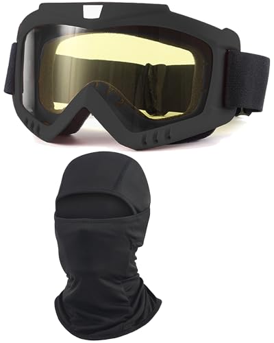 Image of Dirt Bike Goggles with Balaclava Motorcycle ATV Riding Ski Motocross Windproof Dustproof Racing Glasses for Women Men