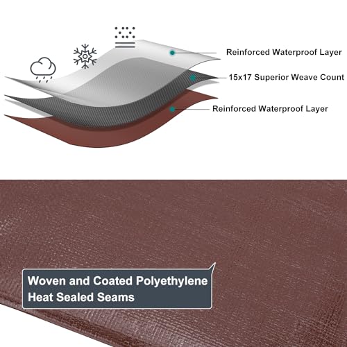 Patiobay Tarp 10x20FT, 14 Mil Large Tarp, Tarps Heavy Duty Waterproof with Grommets Every 23.6", 420D Thick Plastic Tarp, UV Resistant Tear&Fade Resistant, Reinforced Edges for Outdoor Pool Camp Tent