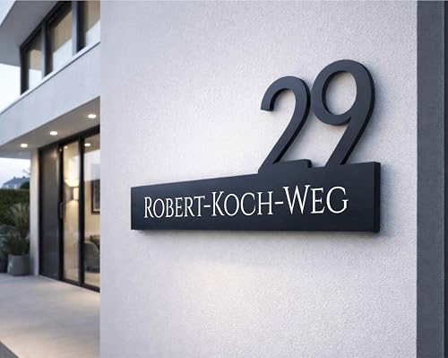 Premium Acrylglas Hausnummer | individuell anpassbar | in verschiedenen Farben | Acrylglas Anthrazit RAL 7016 Hochglanz/Matt | Wetterfest - H1013