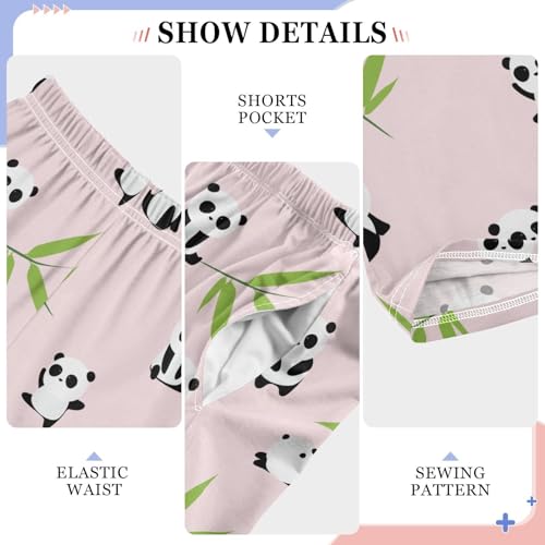 Panda with Leaf Boys Long Pants Soft Trousers Elastic Waist Kids Lounge Bottoms with Pockets S-XL4