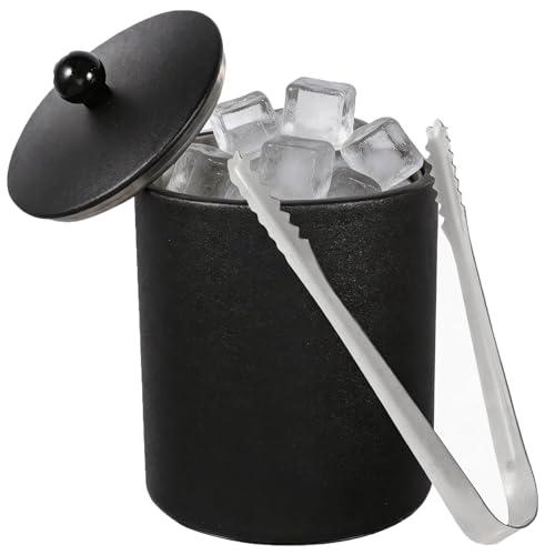 DOITOOL Stainless Steel Ice Bucket 3 Qt Double Wall Insulated Ice Bucket Beer Bottle Drink Cooler Party Beverage Chiller Bin Baskets for Cocktail Bar Black