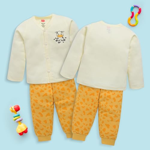 Image of LuvLap Baby Boys & Girls Full Sleeve100% Cotton Jhabla & Pyjama Sets Pack of 2