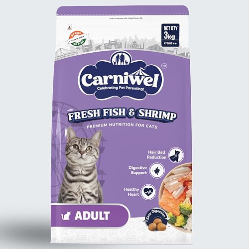 Image of Carniwel Fresh Fish & Shrimp Adult Dry Cat Food 3 Kg | Fresh & Natural Ingredients | Highly Palatable | Supports Healthy Skin & Glossy Coat | Premium Nutrition for Adult Cats