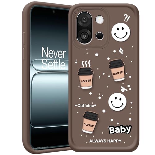 Image of amazon basics Back Case Cover Compatible for OnePlus 13s | Cute Fun Cartoon 3D Ball | Coffee Silicone Case | Camera Protection | Body Protection | Shock Proof | Color Brown