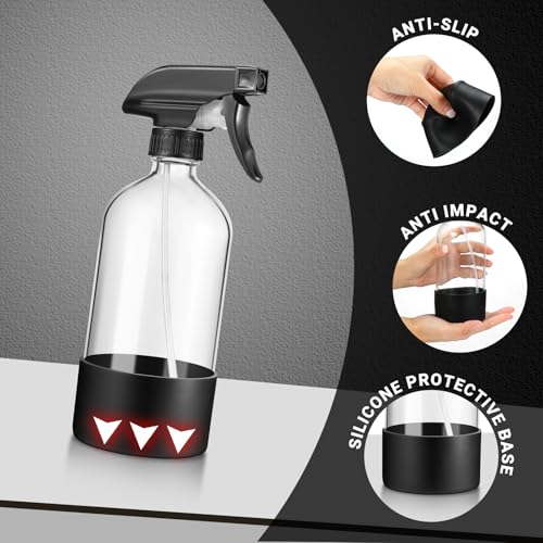 3 Pzas Botella Spray Vidrio 500ml Negra con Funda miniatura 3
