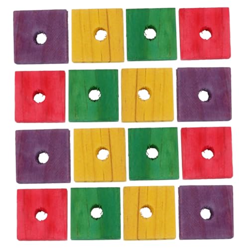 VALICLUD 50 Pieces DIY Parrot Wood Chip Bite Mixed Colors, Educational Bird Chewing for Skill Development and Teething, Safe Natural Wood Parrot Pendant Set