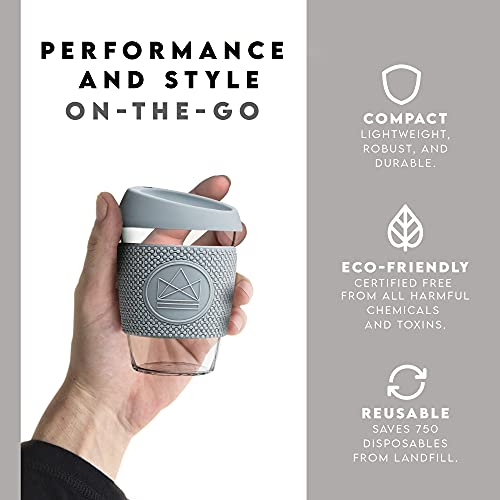 Neon Kactus - Vaso de cristal de borosilicato soplado a mano, Taza de café para llevar reutilizable con tapa de silicona… - Imagen 6