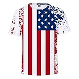 Yowablo T-Shirt Die US-Flagge der Männer athletisches Bodybuilding-taktisches T-Stück Amerikaner patriotisch (XXL,1Weiß)