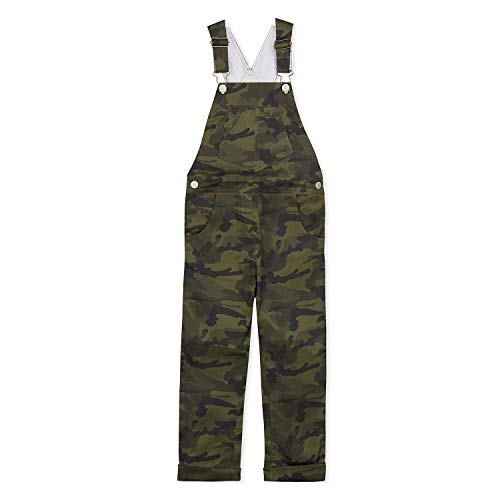 Image of Cherry Crumble Green Camouflage Printed 100% Cotton Sleeveless Strap Neck Casual Wear Regular Fit Summer Dungaree For Boys And Girls
