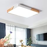 【Material de roble de diseño moderno】 Lámpara de techo led rectangular, la base de la lámpara está hecha de hierro y roble, más saludable y sin sabor. El plafón de madera Rectangle de madera es ultradelgado con tan solo 6 cm. Estilo de diseño moderno. Panel acrílico, fácil de quitar y limpiar