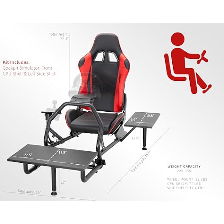 VIVO Premium Racing Simulator Cockpit with Shelf Kit, Wheel Stand, Gear Mount, Fits Logitech, Thrustmaster, Fanatec, Compatible with Xbox One, PlayStation, STAND-KIT-RACE1S