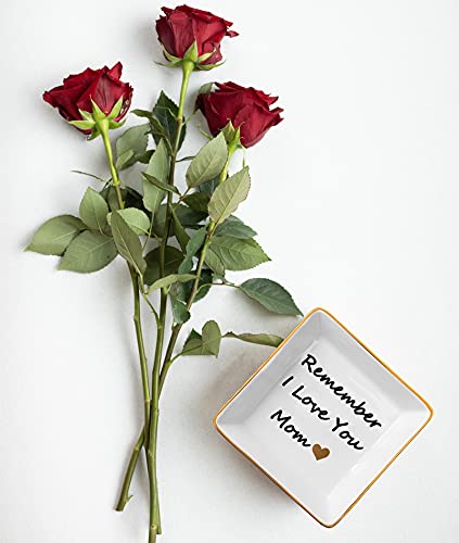 Gift For Mom From Daughter Son, Ceramic Ring Dish For Mother Mother’s Day New Year Birthday Gift Decorative Jewelry Tray Trinket Plate (Remember I Love You Mom) #TOP3