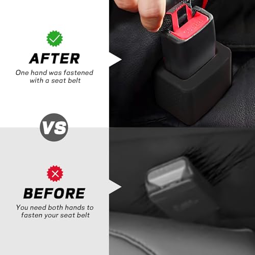 Ongfuwu 2PCS Seat Belt Buckle Holder, Silicone Auto Seatbelt Buckle Booster Makes Receptacle Stand Upright for No-Hassle Buckling, Universal Vehicle Seat Belt Buckle Fixer for Kids (Black)